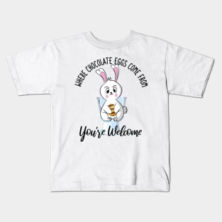 Where Chocolate Eggs Come From Easter Potty Poop Kids T-Shirt